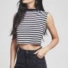 Sik Silk Retro Stripe Crop Vest