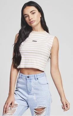 Sik Silk Retro Stripe Crop Vest