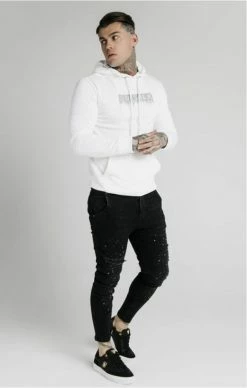 Sik Silk Bílá Mikina Přes Hlavu -MIKINY Prodejní prodejna sik silk rhinestone creep overhead hoodie 2