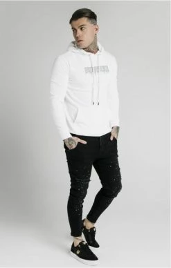 Sik Silk Bílá Mikina Přes Hlavu -MIKINY Prodejní prodejna sik silk rhinestone creep overhead hoodie 3