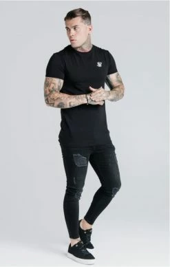 Sik Silk Černé Triko Core -MIKINY Prodejní prodejna sik silk straight hem gym tee 2