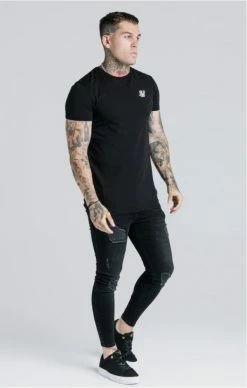 Sik Silk Černé Triko Core -MIKINY Prodejní prodejna sik silk straight hem gym tee 3