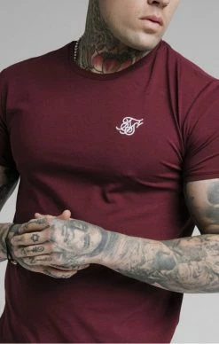 Sik Silk Pánské Vinové Triko 7 Sik Silk Pánské Vinové Triko -MIKINY Prodejní prodejna sik silk straight hem gym tee burgundy 2