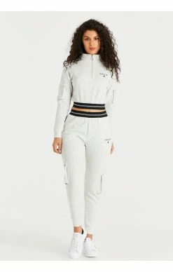 Sik Silk Dámská Šedá Mikina -MIKINY Prodejní prodejna sik silk supremacy cargo quarter zip ice grey marl 2