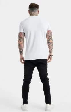 Sik Silk Pánské Bílé Tričko Logo Muscle Fit -MIKINY Prodejní prodejna sik silk white logo muscle fit t shirt 4
