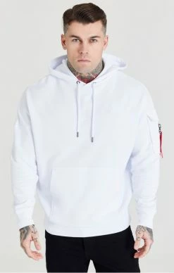 Sik Silk Sněhově Bílá Mikina Pro Muže -MIKINY Prodejní prodejna sik silk white overhead flight hoodie 4
