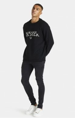 Sik Silk X Messi Černý Pánský Svetr 7 Sik Silk X Messi Černý Pánský Svetr -MIKINY Prodejní prodejna sik silk x messi division knit sweater black 2