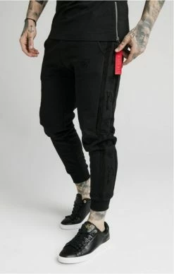 Sik Silk Černé Tepláky Pro Muže 7 Sik Silk Černé Tepláky Pro Muže -MIKINY Prodejní prodejna siksilk fitted suede flock cuff pants 3