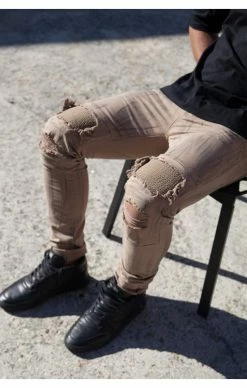 Sixth June Biker Destroy Jeans Camel -MIKINY Prodejní prodejna sixth june biker destroy jeans camel 2