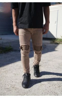 Sixth June Biker Destroy Jeans Camel