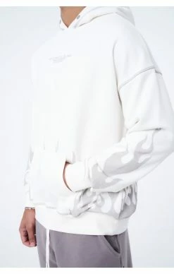 The Couture Club Bílá Mikina Plameny -MIKINY Prodejní prodejna the couture club boxy distressed flame graphic hood 3