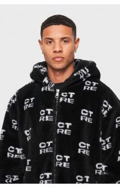 The Couture Club Pánská Černá Bunda Ctre Fur Logo Oversized Hooded Jacket -MIKINY Prodejní prodejna the couture club panska cerna bunda ctre fur logo oversized hooded jacket 5