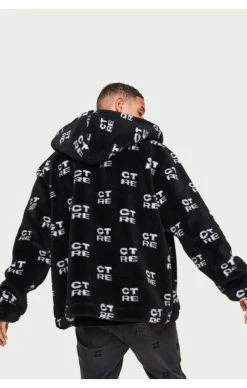 The Couture Club Pánská Černá Bunda Ctre Fur Logo Oversized Hooded Jacket -MIKINY Prodejní prodejna the couture club panska cerna bunda ctre fur logo oversized hooded jacket 6