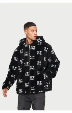 The Couture Club Pánská Černá Bunda Ctre Fur Logo Oversized Hooded Jacket -MIKINY Prodejní prodejna the couture club panska cerna bunda ctre fur logo oversized hooded jacket 7