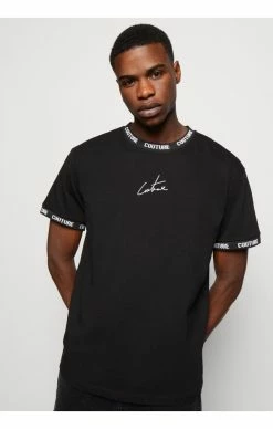 The Couture Club Pánské Černé Tričko Repeat Jacquard