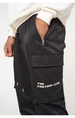 The Couture Club Černé Pánské Kapsáče -MIKINY Prodejní prodejna the couture club rubber badge detail cargo pant 3